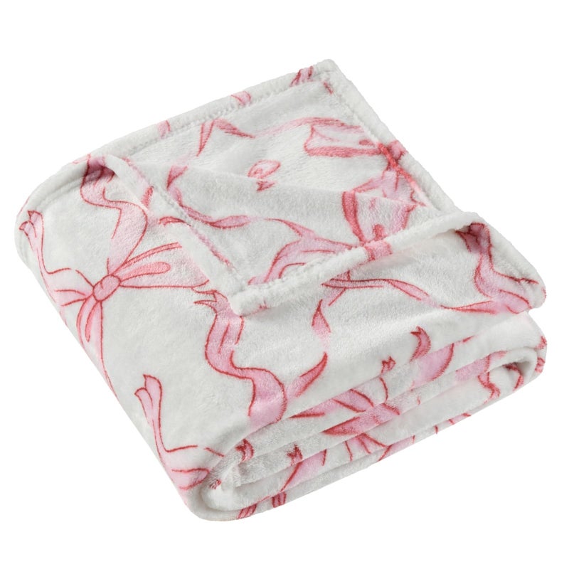 Jungle Star Pink Bow Throw Blanket â€“Easter Soft Fleece Blanket for Girls and Women, Coquette Aesthetic Room Decor for Bed, Couch, Chair, Preppy Bedroom or Gift, Cute Pink Bow Decor Blanket - Image 4