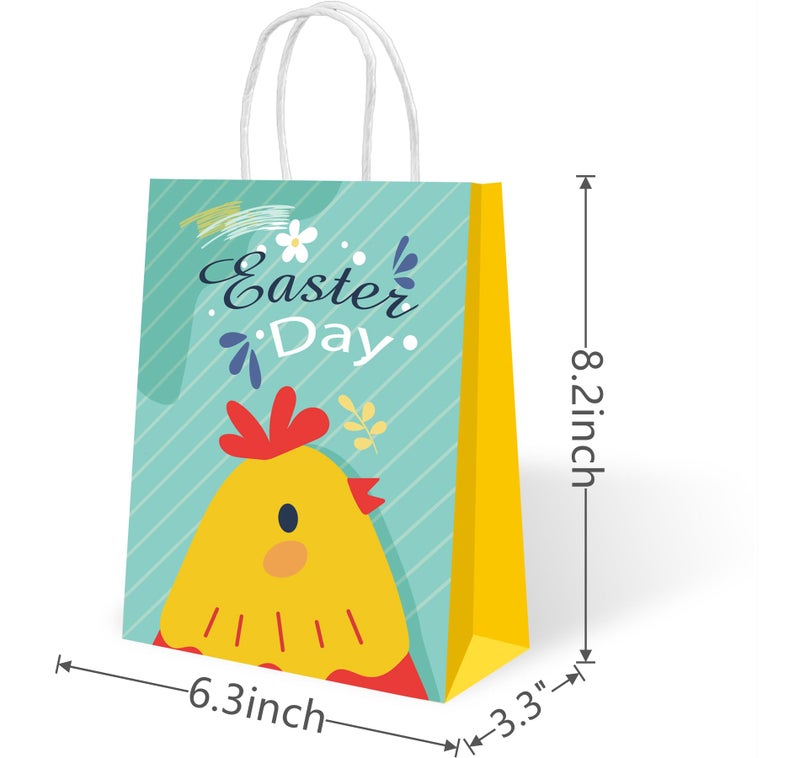 Howzcci 12 Pack Easter Gift Treat Bags - 6.3 x 3.3 x 8.2 inch Egg Bunny Chick Colorful Goodie Bag Decorations for Easter Basket Stuffers Party Favor Gifts - Image 2