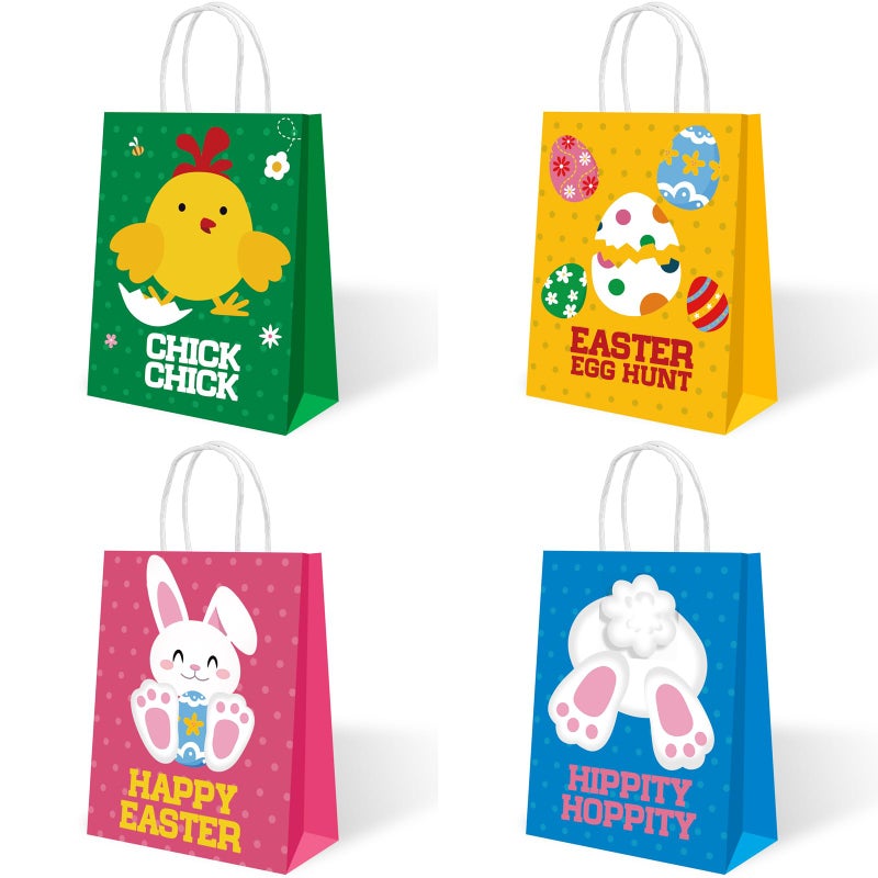 Howzcci 12 Pack Easter Gift Treat Bags - 6.3 x 3.3 x 8.2 inch Egg Bunny Chick Colorful Goodie Bag Decorations for Easter Basket Stuffers Party Favor Gifts - Image 4