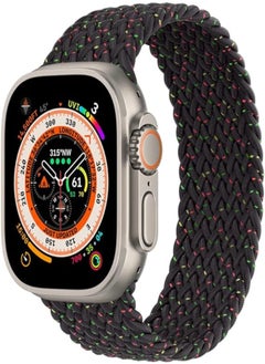 1pcs Braided Fabric Rubber Band Band Size 49/45/42/44mm for Apple Watch 8/1/2/3/4/5/6/7 (Large, Black Multi)