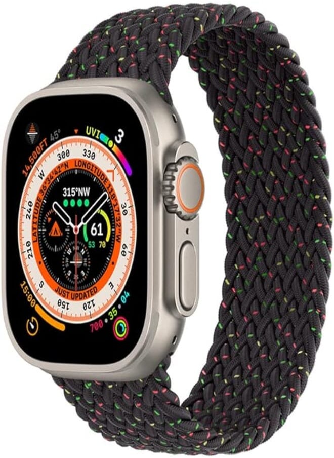 Generic - 1pcs Braided Fabric Rubber Band Band Size 49/45/42/44mm for Apple Watch 8/1/2/3/4/5/6/7 (Large, Black Multi) - Image 1