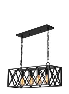Next Life Retro Rectangle Pendant Light 4 Lamp Chandelier Ceiling Light Fixture For Bedroom,living room, corridor,kitchen,Restaurant And Cafe  - Image 1