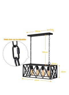 Next Life Retro Rectangle Pendant Light 4 Lamp Chandelier Ceiling Light Fixture For Bedroom,living room, corridor,kitchen,Restaurant And Cafe  - Image 2