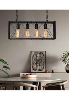 Next Life Retro Rectangle Pendant Light 4 Lamp Chandelier Ceiling Light Fixture For Bedroom,living room, corridor,kitchen,Restaurant And Cafe  - Image 4