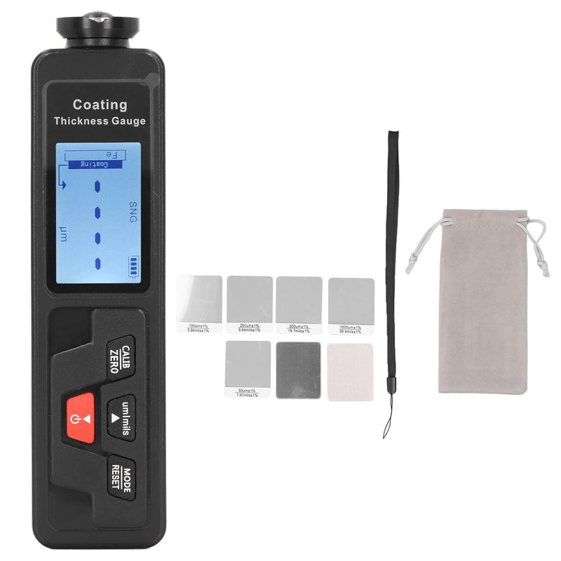 مقياس سمك طلاء الطلاء الرقمي التعرف التلقائي شاشة LCD مضاءة خلفيًا استهلاك منخفض للطاقة - Image 2