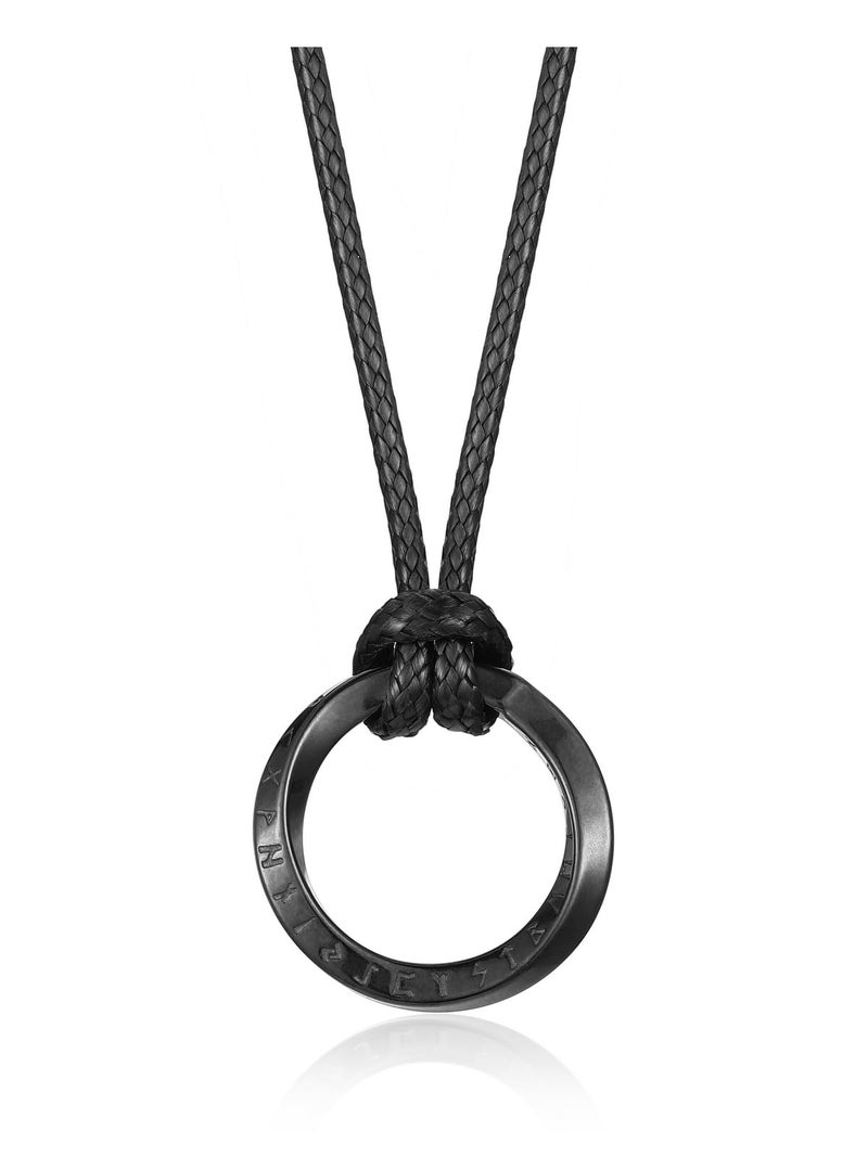 PiercingJ Norse Viking Necklace for Men Stainless Steel Adjustable Rope Chains Vintage Amulet Pendant Jewelry Gift RoundBlack - Image 2