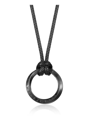PiercingJ Norse Viking Necklace for Men Stainless Steel Adjustable Rope Chains Vintage Amulet Pendant Jewelry Gift RoundBlack - Image 1