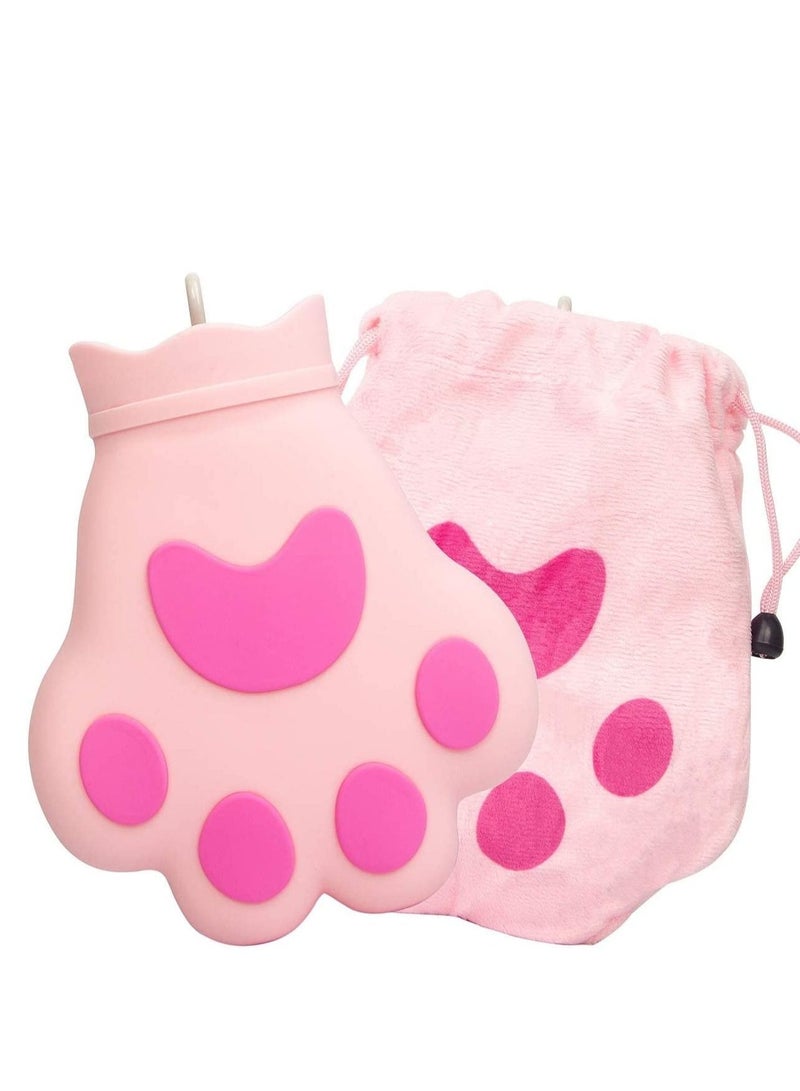 Excefore Hot Water Bottle with Cover, Cat's Claw Shaped, Rubber - Heat Therapy Cold Therapy for Cramps, Pain Relief, Arthritis, Menstrual Cramps,Aches and Pains,Gifts Women Men,350ML (Pink) - Image 1