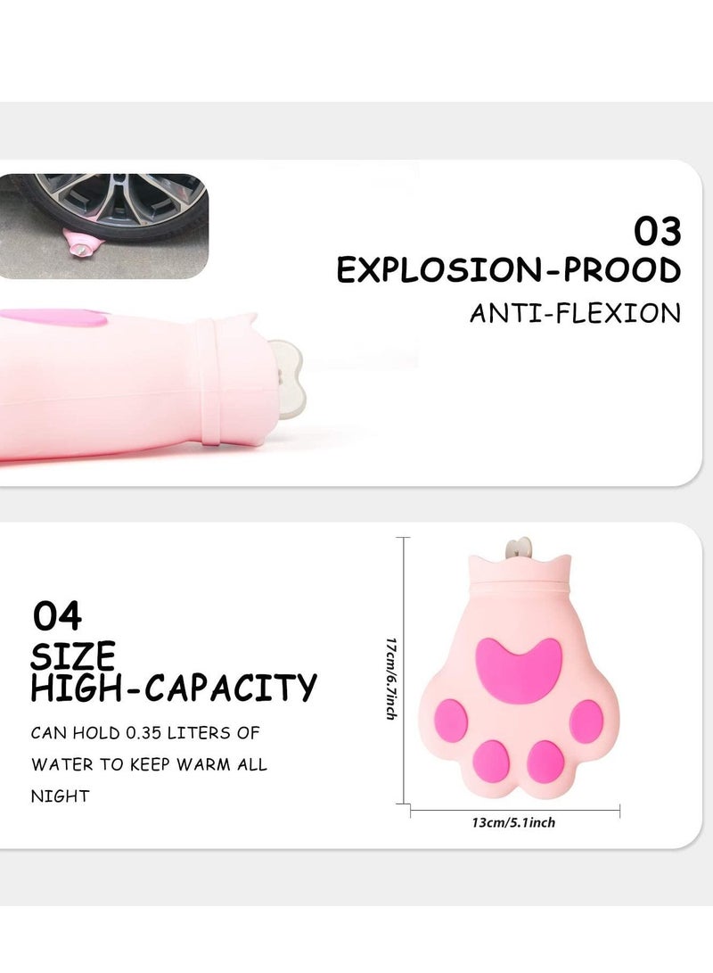 Excefore Hot Water Bottle with Cover, Cat's Claw Shaped, Rubber - Heat Therapy Cold Therapy for Cramps, Pain Relief, Arthritis, Menstrual Cramps,Aches and Pains,Gifts Women Men,350ML (Pink) - Image 5