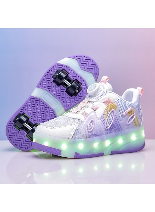 Children's Flashing Four-Wheel Roller Skates for Boys, Toy Roller Skates for Girls, Student Eight-Wheel Double-Row Sports Skates