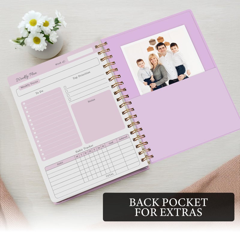 Only Zest Undated Weekly Planner â€“ Minimalist Notebook for Work, Home & Daily Writing | Simple Matte Planner for Goals, Appointments, Notes & Productivity, Elegant Cardstock Pages, Purple - Image 4