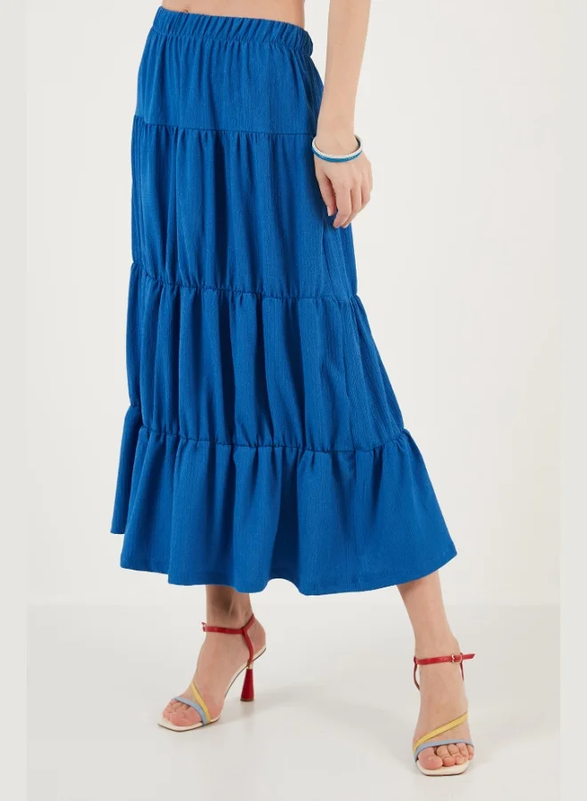 Lela Lela Elastic Waist Layered Long Skirt Women's SKIRT 5865568