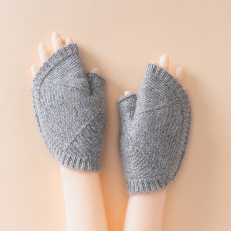 100% Cashmere Half-Finger Gloves - Warm, Wrist Support, Knitted, Unisex - Image 3