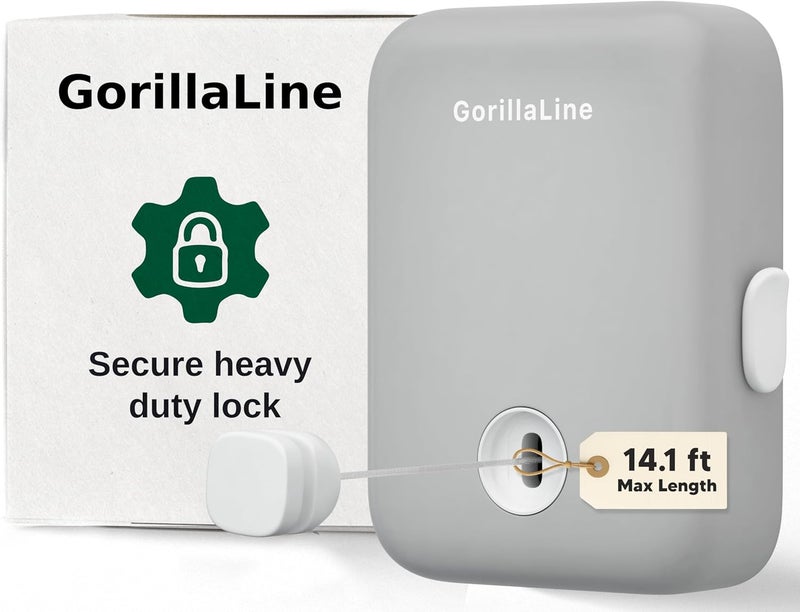 GorillaLine - Retractable Clothesline Indoor Outdoor Clothes Line - Heavy Duty Clothes Drying Laundry Line - Wall Mounted Drying Rack - Air Dry Clothing - Image 1
