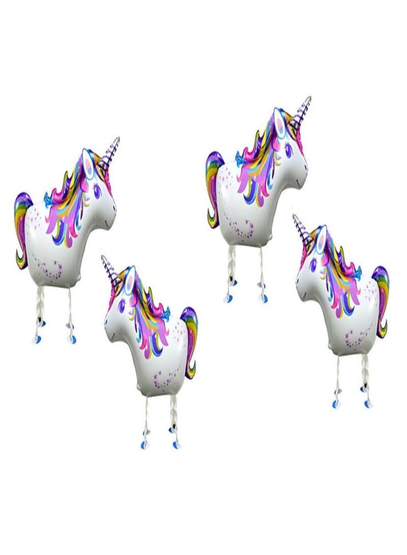 JOLLITY LLC بالونات يونيكورن فويل للمشي لتزيين حفلات الزفاف وأعياد الميلاد (4 قطع) - Image 1