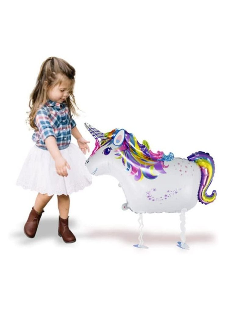 JOLLITY LLC بالونات يونيكورن فويل للمشي لتزيين حفلات الزفاف وأعياد الميلاد (4 قطع) - Image 3