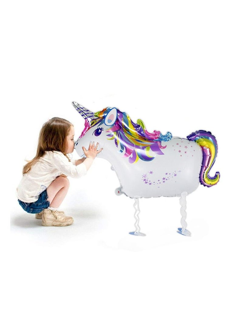 JOLLITY LLC بالونات يونيكورن فويل للمشي لتزيين حفلات الزفاف وأعياد الميلاد (4 قطع) - Image 2