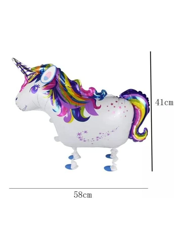 JOLLITY LLC بالونات يونيكورن فويل للمشي لتزيين حفلات الزفاف وأعياد الميلاد (4 قطع) - Image 4