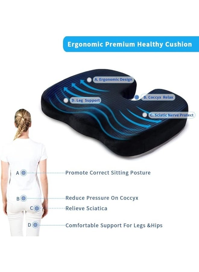kunshao Lumbar Support Seat Cushion - Ergonomic Memory Foam Back Support for Pain Relief, Posture Correction & Comfort - Orthopedic Chair Cushion for Office Chairs, Car Seat & Home Use - Image 3