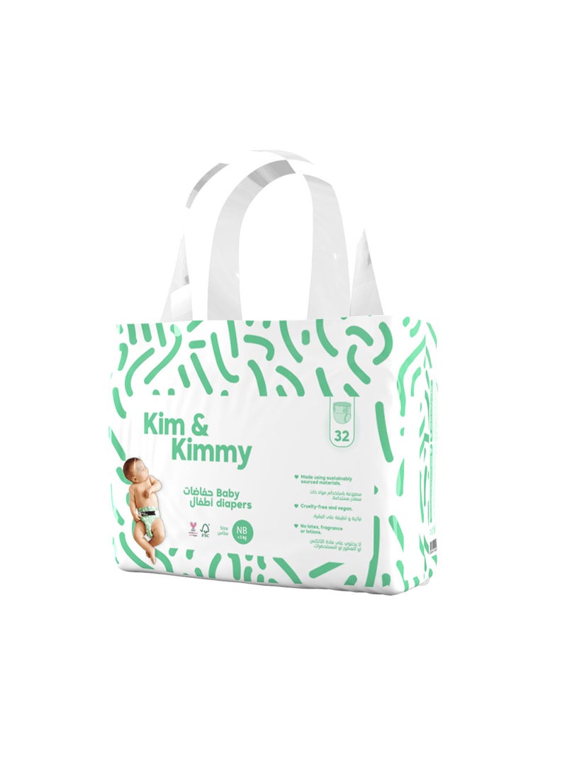 Kim & Kimmy New Born Diapers Up To 5Kg 32 Diapers - Image 1