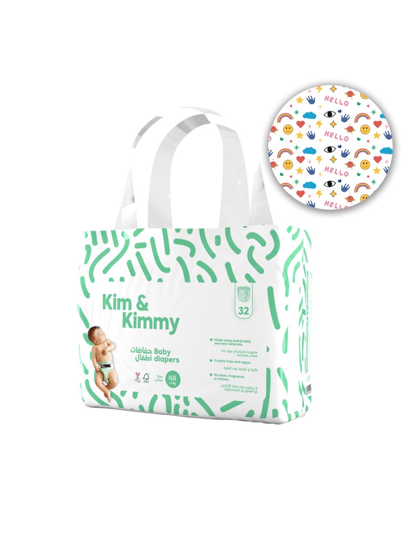 Kim & Kimmy New Born Diapers Up To 5Kg 32 Diapers - Image 2