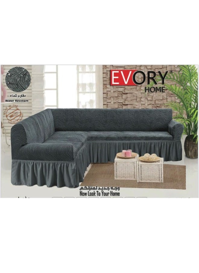 EVORY HOME Waterproof 6 Seater L Shaped Stretch Sofa Cover Stretch Fabric Attractive Pattern with Exquisite Details and Beautiful Design  - Image 1