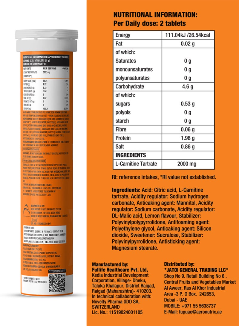 FAST&UP Carnitine - Weight Loss - 20 Effervescent Tablets, Lemon Flavour - Image 2