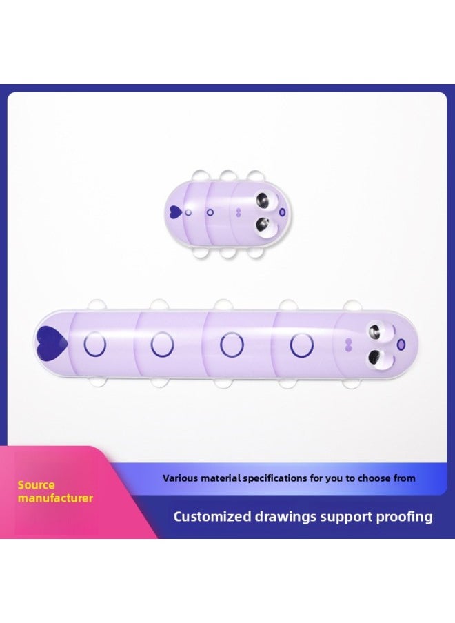 Generic - Cartoon Transparent Silicone Wrist Keypad Cushion Refreshing And Comfortable Office Small Hand Cushion Men's And Women's Internet Celebrity Computer Mouse Cushion-Pattern:Purple Caterpillar Protector - Image 1