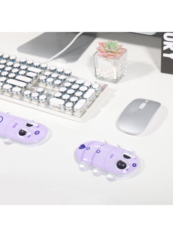 Generic - Cartoon Transparent Silicone Wrist Keypad Cushion Refreshing And Comfortable Office Small Hand Cushion Men's And Women's Internet Celebrity Computer Mouse Cushion-Pattern:Purple Caterpillar Protector - Image 1