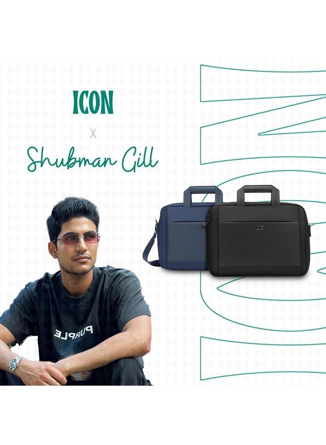 ICON حقيبة لابتوب ICON 10L | جلد نباتي فاخر، تناسب لابتوبات 15.6" | سحابات YKK، جيب سري، غلاف للأمتعة، قسم لابتوب مبطن، مقاومة للماء وحقيبة لابتوب للجنسين (أسود) - Image 2