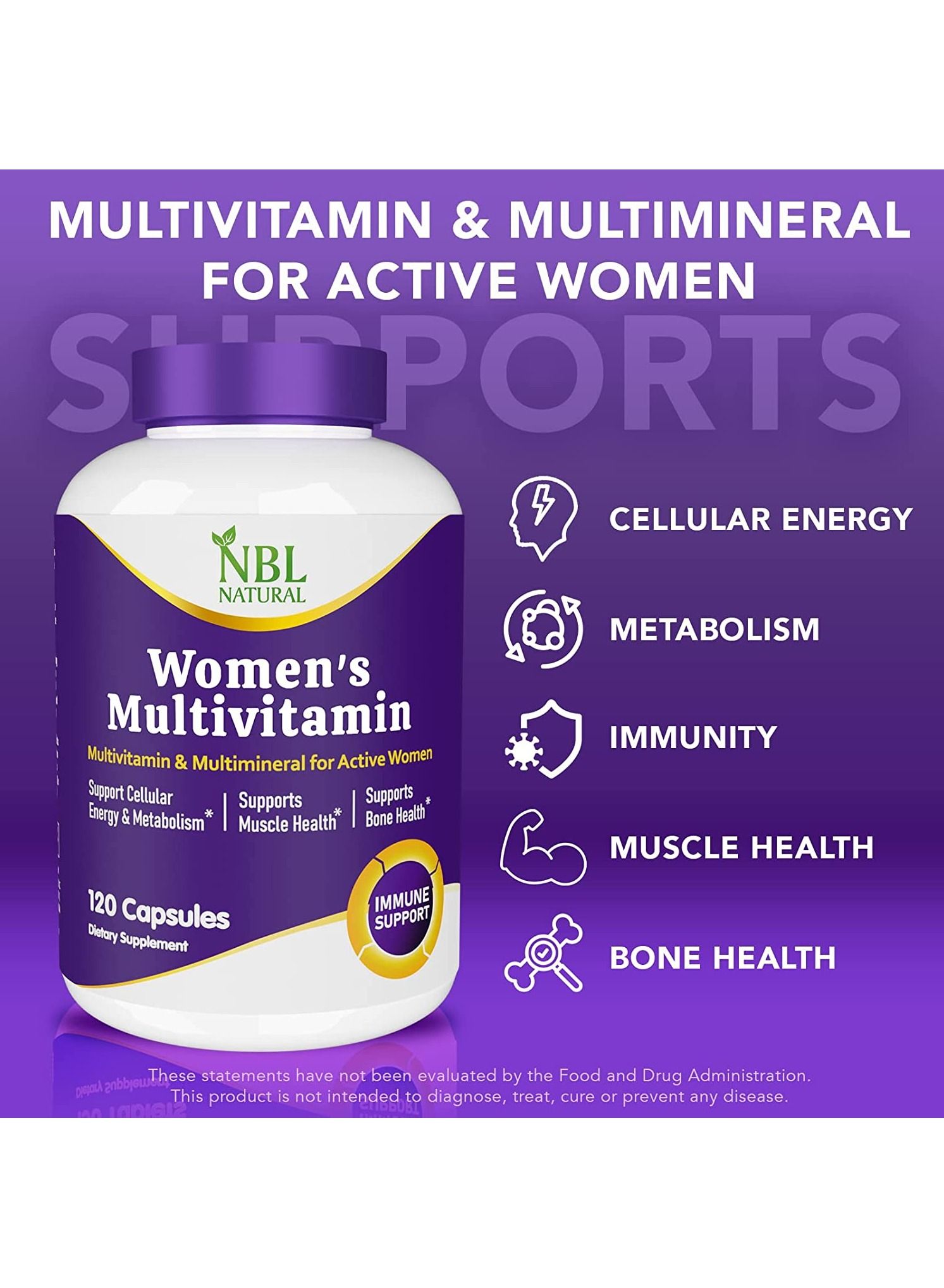 Women's Multivitamin and Multimineral for Active Women 120 Capsules 