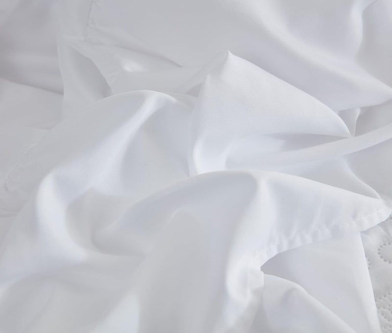 CHIXIN Ruffle Skirt Bedspread Full Size - 30" Long Drop, Shabby Chic Style, Lightweight Bedding Cover, 3 Piece Set, Chic Layers, Pure White - Image 5