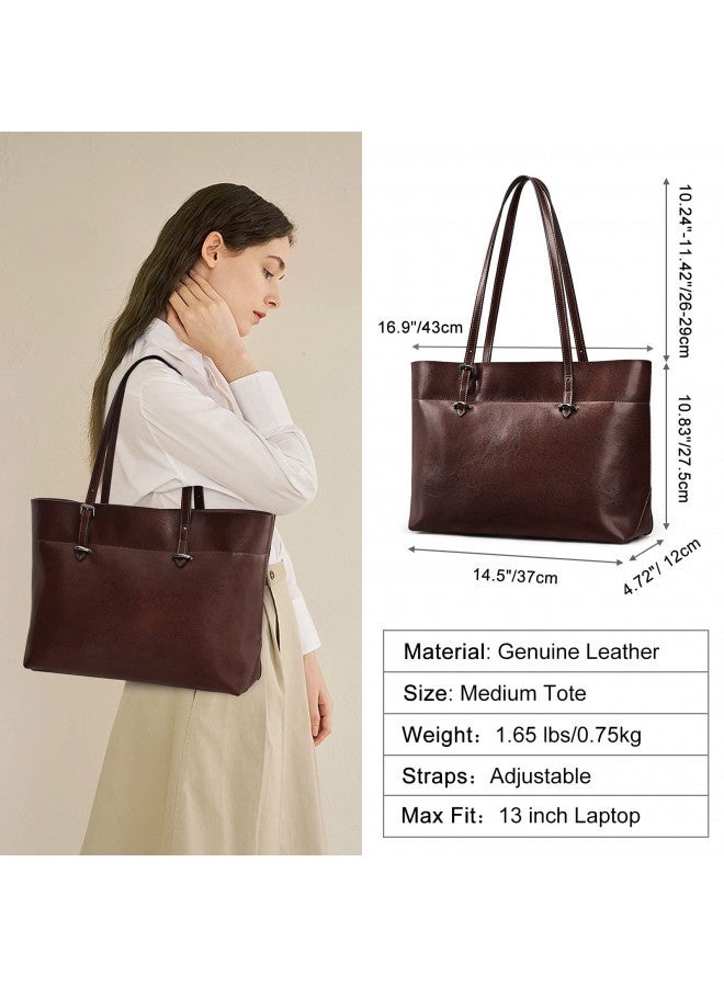 S-ZONE S-Zone Women Vintage Genuine Leather Tote Shoulder Bag Handbag Upgraded Version Medium  - Image 3