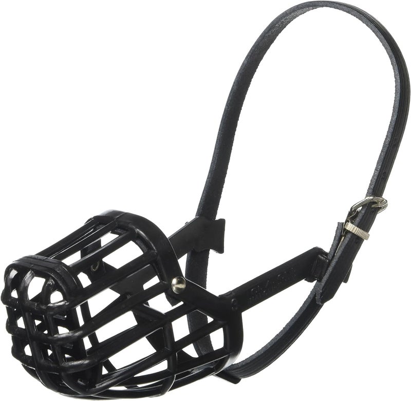 OmniPet Leather Brothers Italian Basket Dog Muzzle, Black, Size 3 - Image 1