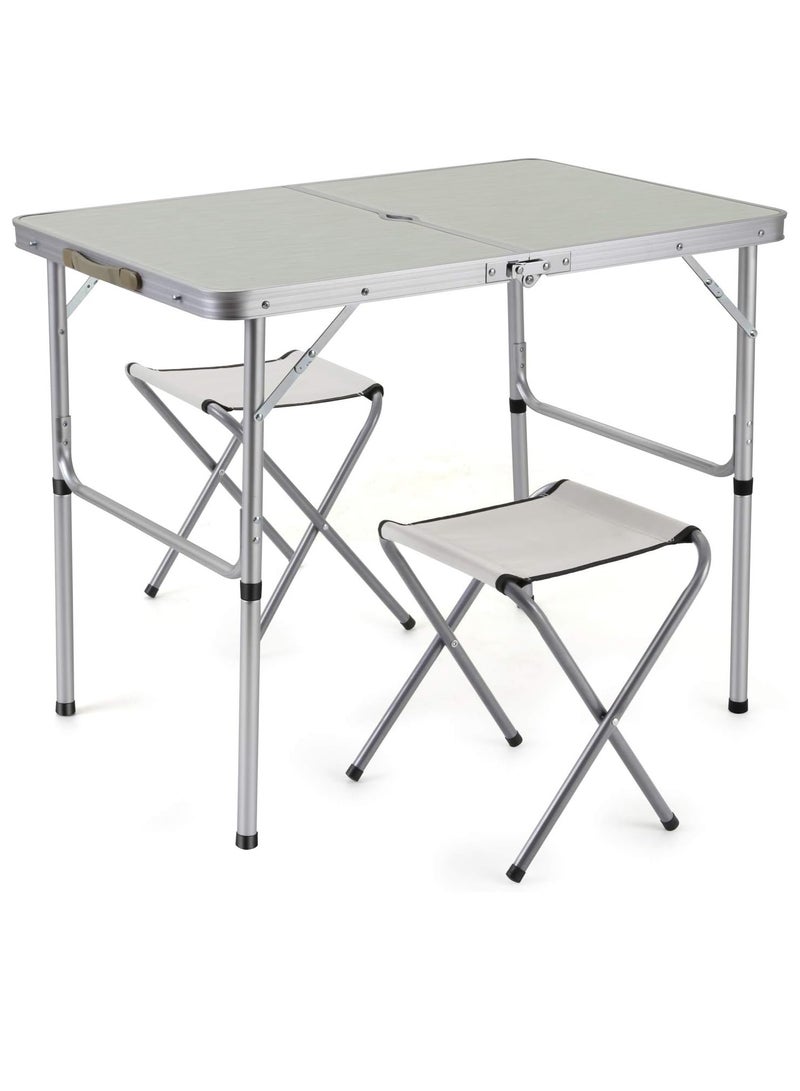 DubaiGallery Camping Table Portable Outdoor Aluminum Folding Table BBQ Camping Table Picnic Folding Tables Candy Light Color Desks+Chairs - Image 2