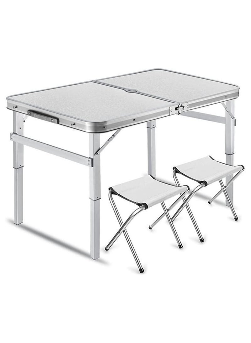DubaiGallery Camping Table Portable Outdoor Aluminum Folding Table BBQ Camping Table Picnic Folding Tables Candy Light Color Desks+Chairs - Image 1