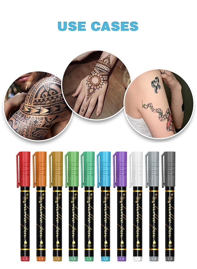 Organizer New Temporary Tattoo Marker Pen Set, Temporary Tattoo Markers for Kids and Adults, Waterproof Body Art & DIY Creativity Halloween Decorations ﻿ (10 Pack) - Image 4
