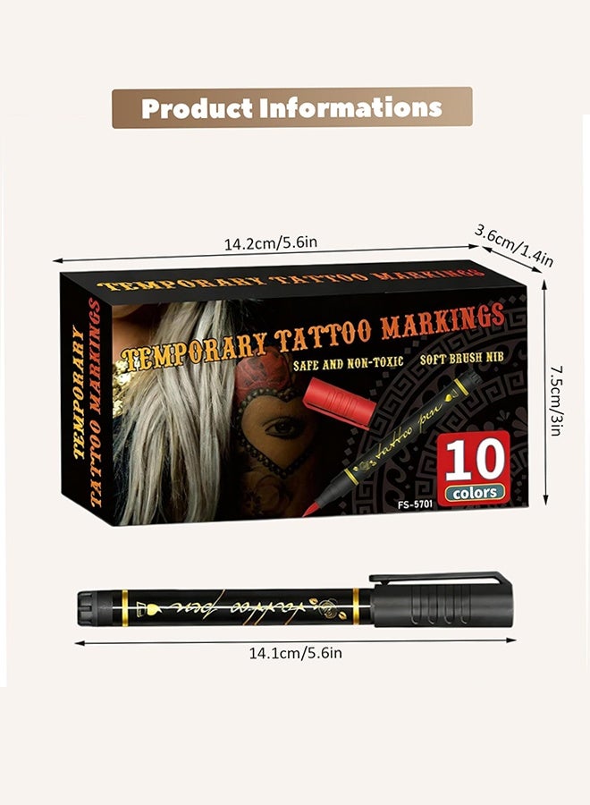 Organizer New Temporary Tattoo Marker Pen Set, Temporary Tattoo Markers for Kids and Adults, Waterproof Body Art & DIY Creativity Halloween Decorations ﻿ (10 Pack) - Image 2