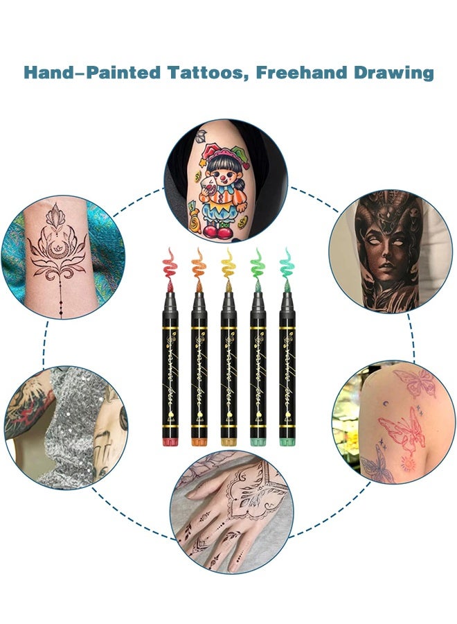 Organizer New Temporary Tattoo Marker Pen Set, Temporary Tattoo Markers for Kids and Adults, Waterproof Body Art & DIY Creativity Halloween Decorations ﻿ (10 Pack) - Image 3