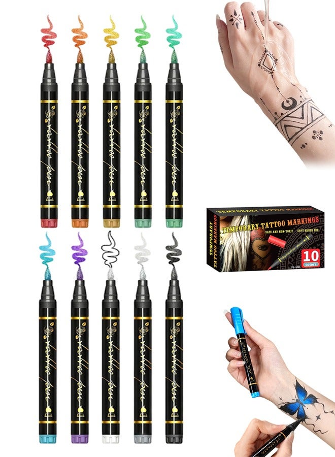 Organizer New Temporary Tattoo Marker Pen Set, Temporary Tattoo Markers for Kids and Adults, Waterproof Body Art & DIY Creativity Halloween Decorations ﻿ (10 Pack) - Image 1