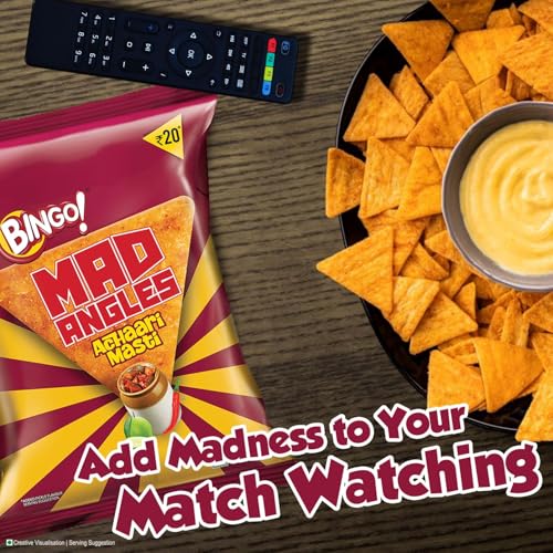 Bingo! Mad Angles Achaari Masti – Desi Mango Pickle Flavour Crunchy Triangle Chips | Tasty Snack for Any Time Cravings, 64g/60g (weight May Vary) - Image 4