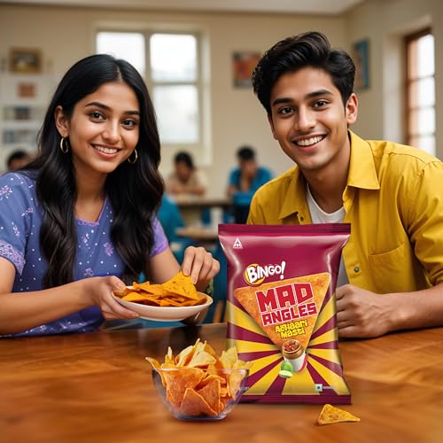 Bingo! Mad Angles Achaari Masti – Desi Mango Pickle Flavour Crunchy Triangle Chips | Tasty Snack for Any Time Cravings, 64g/60g (weight May Vary) - Image 3