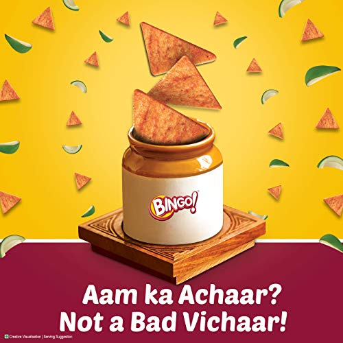 Bingo! Mad Angles Achaari Masti – Desi Mango Pickle Flavour Crunchy Triangle Chips | Tasty Snack for Any Time Cravings, 64g/60g (weight May Vary) - Image 2