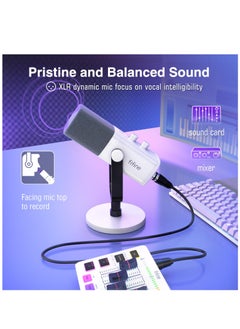 FIFINE FIFINE XLR/USB Gaming Microphone for Streaming Podcasting, PC Computer RGB Mic for PS4/PS5, with Gain Knob, Mic Mute, Monitoring Jack, Gamer Mic for Recording Video Creation Ampli Game AM8 White  - Image 2