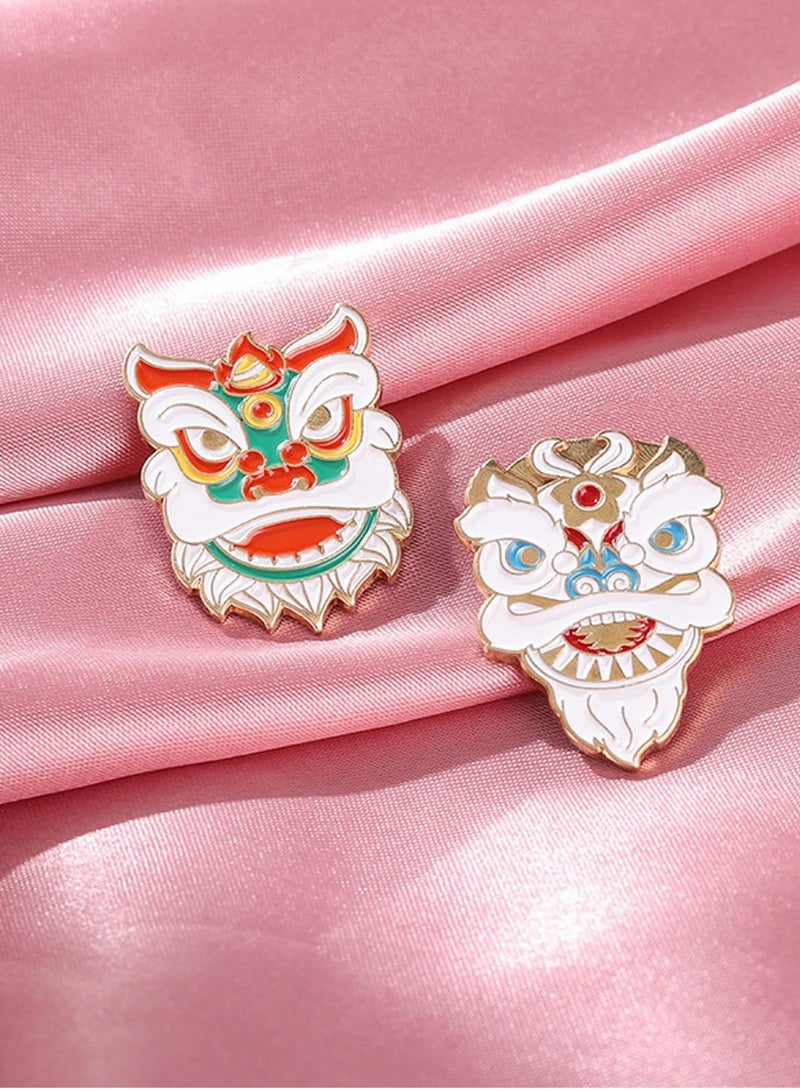 Chinese Lion Dance Enamel Pin Set for Kids Gift Cute Backpack Accessories 4 Pieces - Image 3