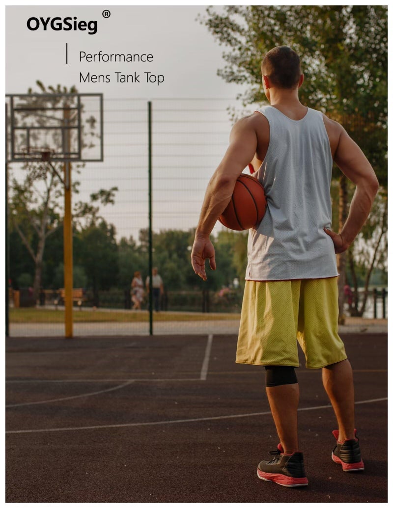 OYGSieg 6 Pack Men's Quick Dry Workout Tank Tops Breathable Gym Sleeveless Muscle Shirts for Active Men SetB L - Image 3