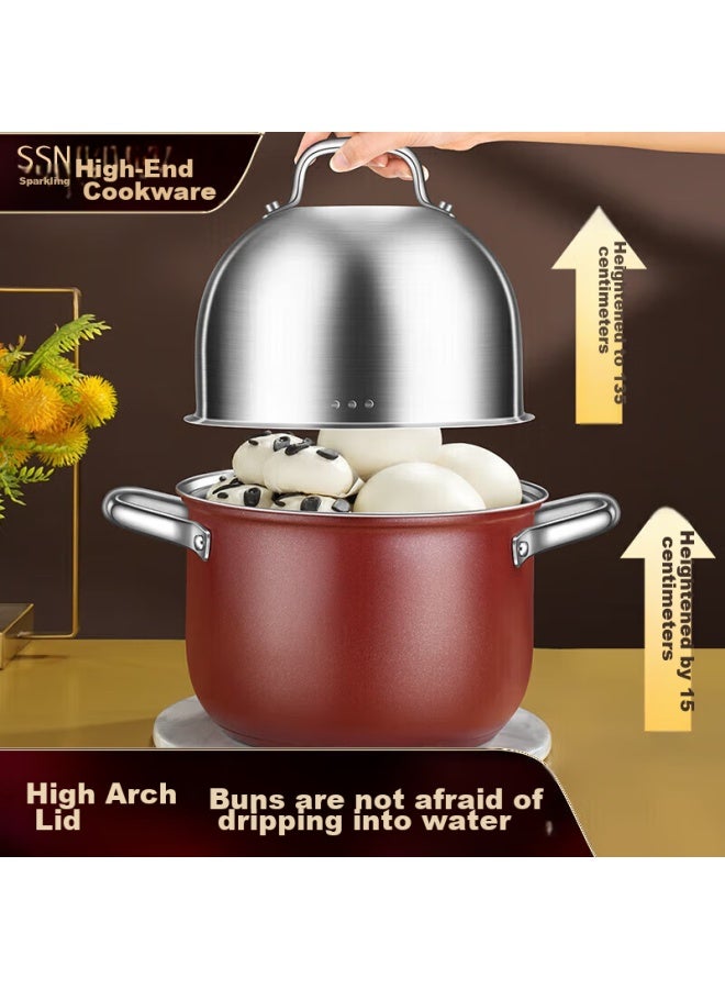 Ssn Stainless Steel Soup Pot For 3-4 People, 304 Stainless Steel Steamer Pot, Small Steamer Pot For Gas Stove, Home Use Soup Pot For Cooking Noodles - Image 1