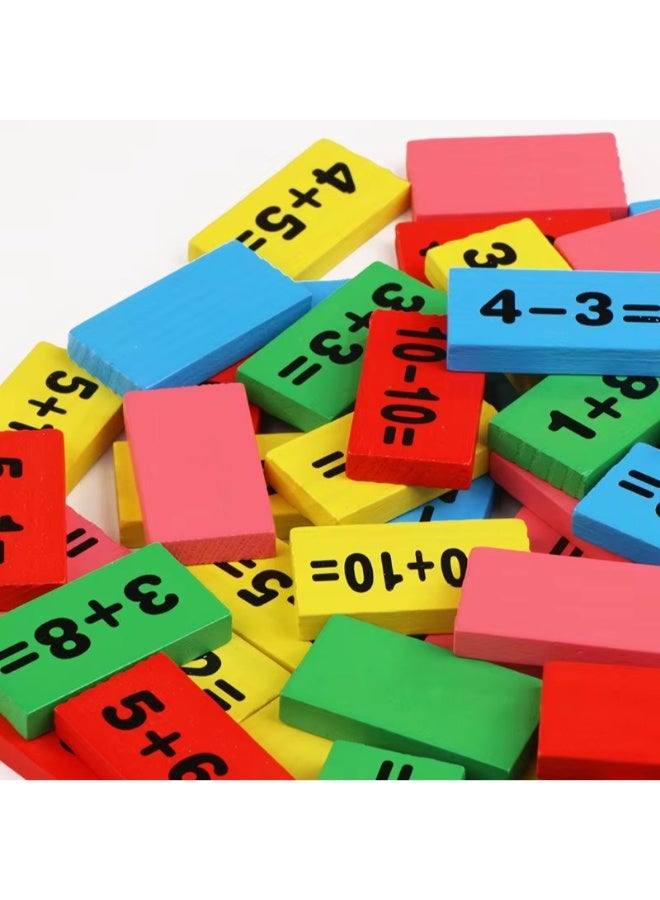 حديقة الألعاب لعبة لوح تعلم الرياضيات الخشبية، مونتيسوري 1-100 أرقام متتالية مائة لوحة رقمية لعبة العد التعليمية لمرحلة ما قبل المدرسة للأطفال، لعبة مكعبات البناء الخشبية الدومينو - Image 5