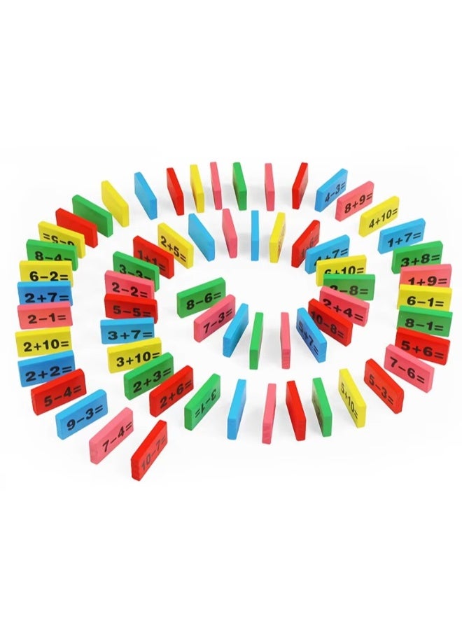 حديقة الألعاب لعبة لوح تعلم الرياضيات الخشبية، مونتيسوري 1-100 أرقام متتالية مائة لوحة رقمية لعبة العد التعليمية لمرحلة ما قبل المدرسة للأطفال، لعبة مكعبات البناء الخشبية الدومينو - Image 3