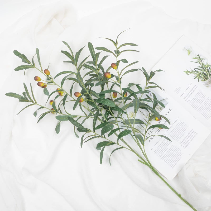 SHACOS 6 PCS Fake Olive Branches for Vases 39" Tall Long Greenery Stems Faux Olive Tree Branches Artificial Olive Leaf Stems with Olive Fruits Fake Plant for Home Wedding Greenery Decor - Image 3